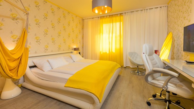 Zimmer Sonne, © Boutiquehotel Freizeit-Tempel Zimmer Sonne, © Boutiquehotel Freizeit-Tempel