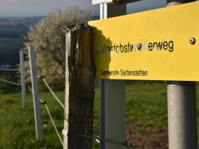Beschilderung am Mostobstwanderweg, &copy; Marktgemeinde Seitenstetten