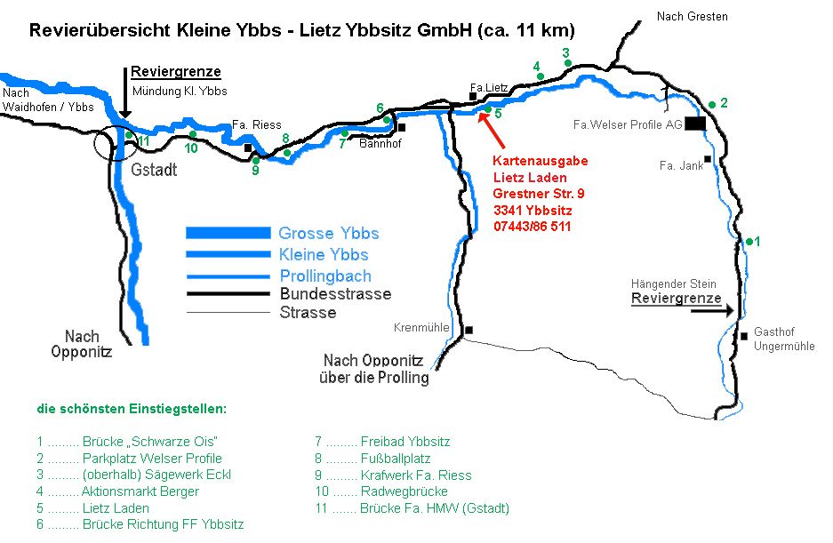 Prehľad oblastí muškárenia Ybbsitz