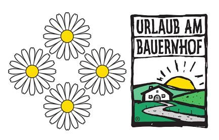 Logo "Urlaub am Bauernhof" so štyrmi kvetmi ako Ocenenie.