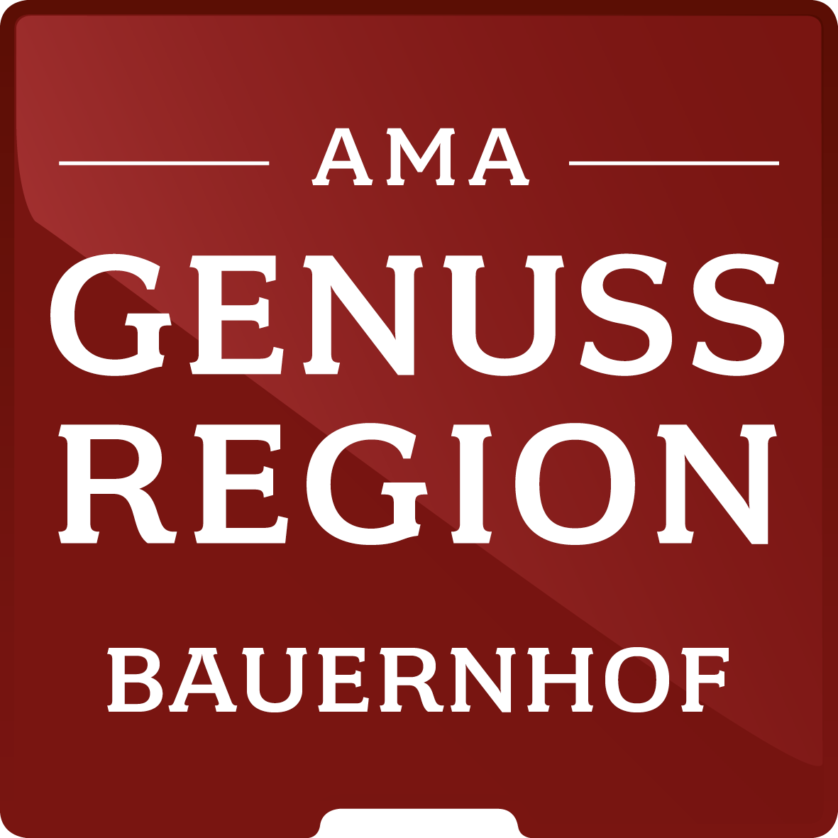Logo regiónu AMA Genussregion s nápisom "Bauernhof".