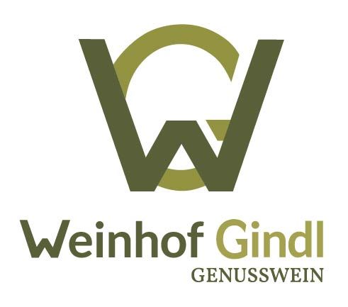 Logo spoločnosti Weinhof Gindl so štylizovaným "WG" a nápisom "Weinhof Gindl Genusswein".