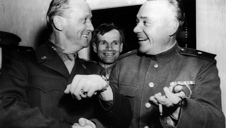 General Stanley Reinhart und General Dmitri Dritschkin am 08.05.1945 in Erlauf, © Erlauf erinnert