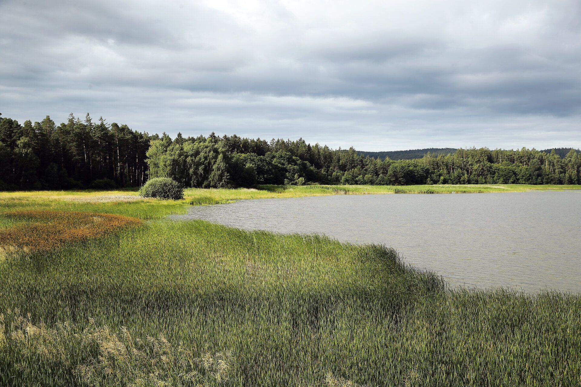 Rybník Edlesberg obklopený sviežou zeleňou a kopcami vyžaruje pokojnú atmosféru. Jemné vlnenie vody odráža oblaky a okolitú prírodu, zatiaľ čo ticho prerušuje štebotanie vtákov. Ideálne miesto pre milovníkov prírody a tých, ktorí hľadajú relax.