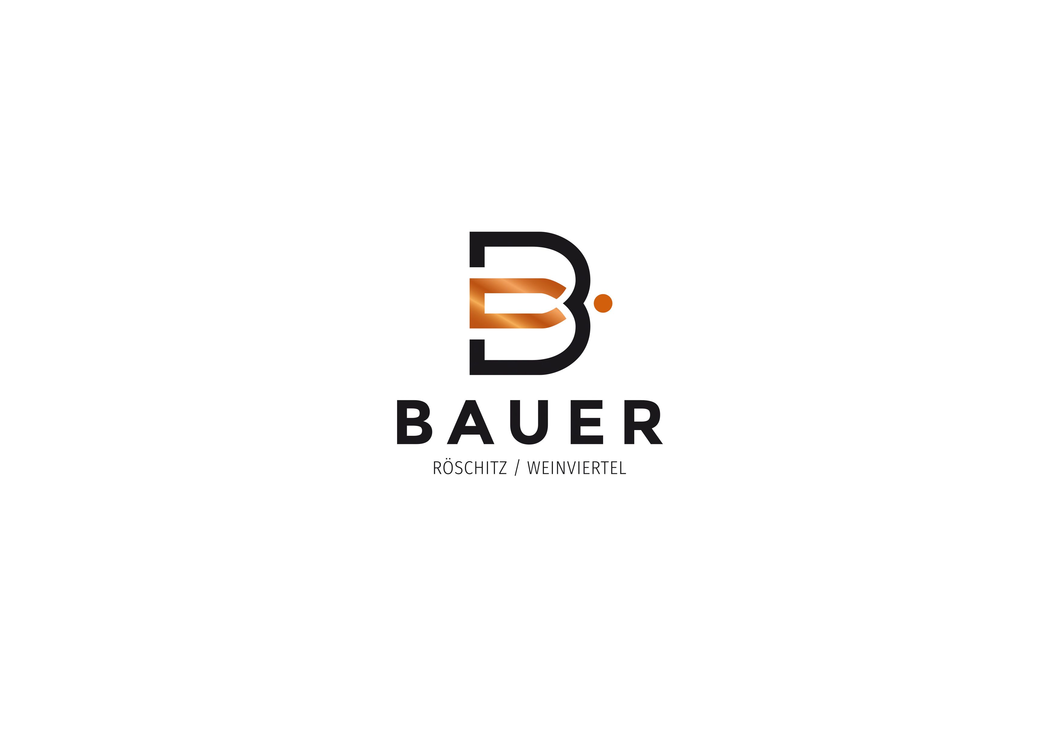 Logo Bauer so štylizovaným písmenem B a textem "Röschitz / Weinviertel".