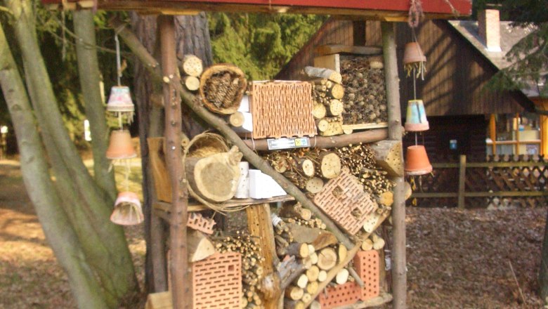 Hotel pre hmyz postavený počas prázdninovej hry v prírodnej rezervácii, © Naturpark Geras