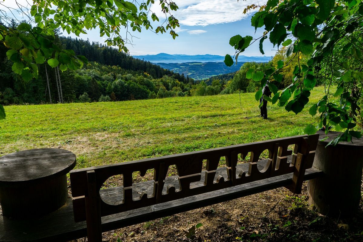 Pohľad späť na alpské úpätie pred Strassreith
