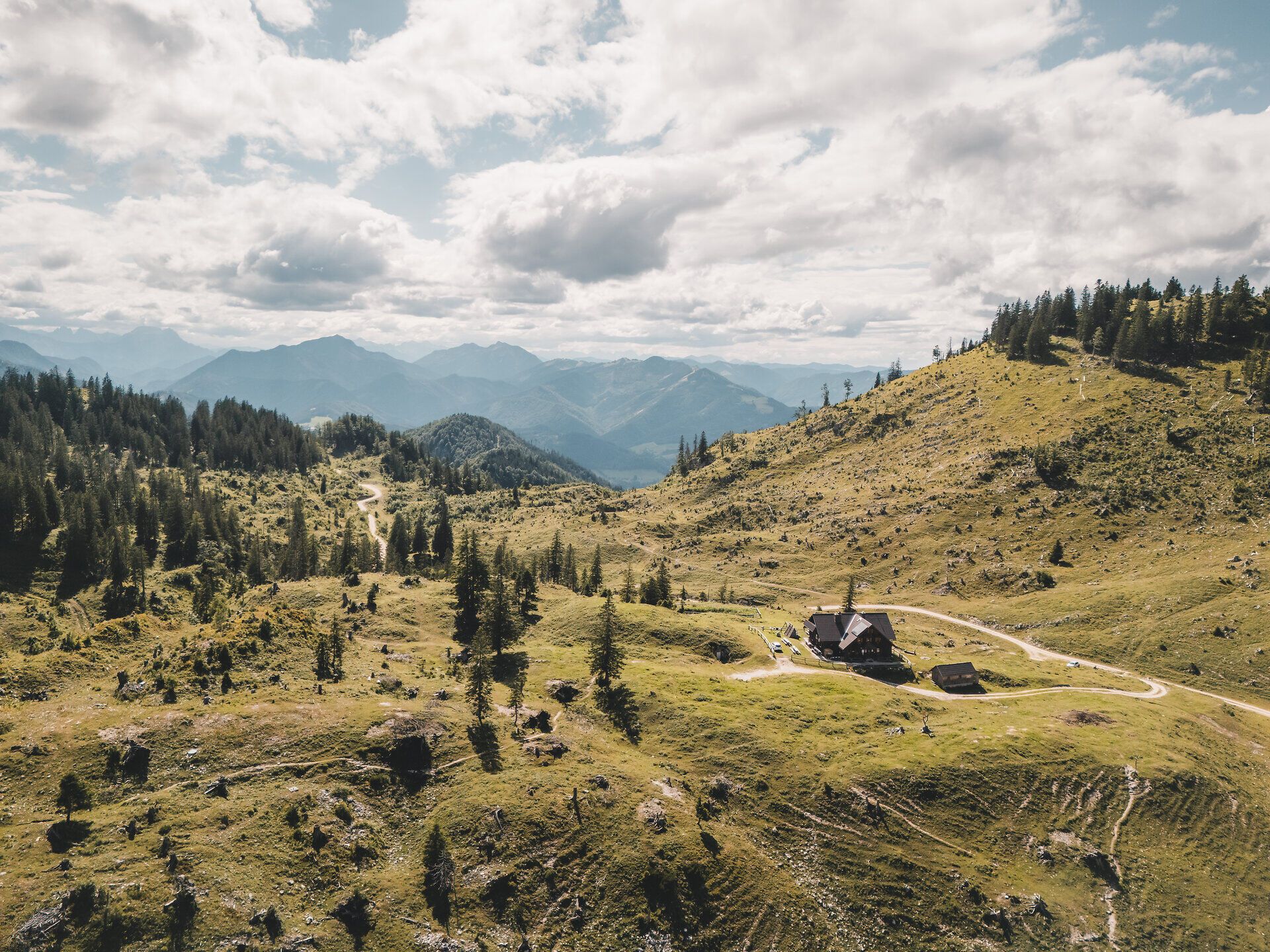 Chata Ybbstalerhütte na Dürrensteinalm v Mostvierteli pri Lunzersee.